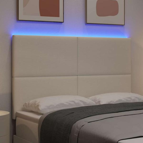 LED Kopfteil mit LED-Lichtleisten Creme 160 cm Cordstoff