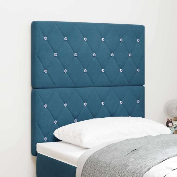 ARDEBO.de - LED Kopfteil mit LED-Lichtleisten Dunkelblau 80 cm Samt