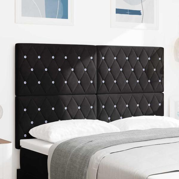 ARDEBO.de - LED Kopfteil mit LED-Lichtleisten Schwarz 144 cm Samt