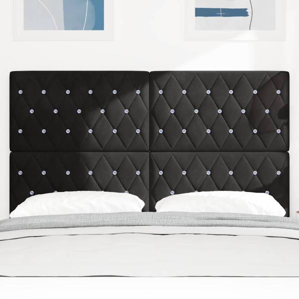 LED Kopfteil mit LED-Lichtleisten Schwarz 144 cm Samt