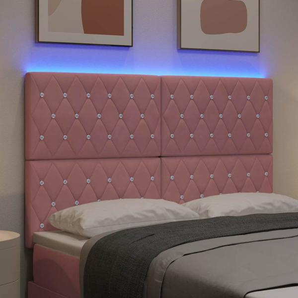 LED Kopfteil mit LED-Lichtleisten mit Kopfteil Rosa 144 cm Samt