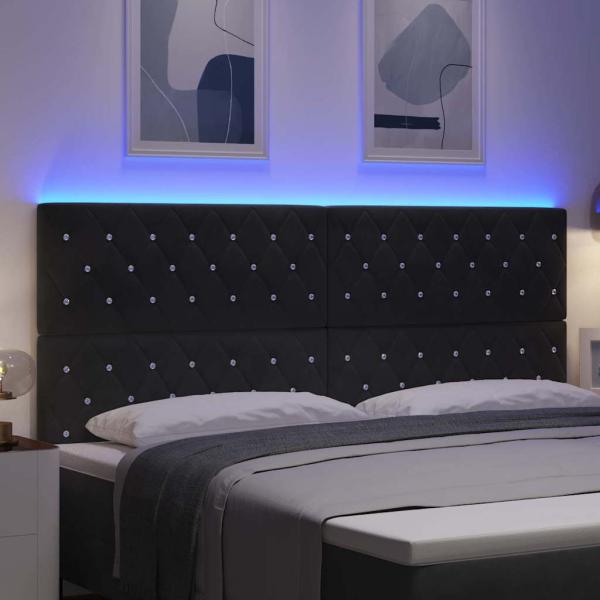 LED Kopfteil mit LED-Lichtleisten Schwarz 200 cm Samt