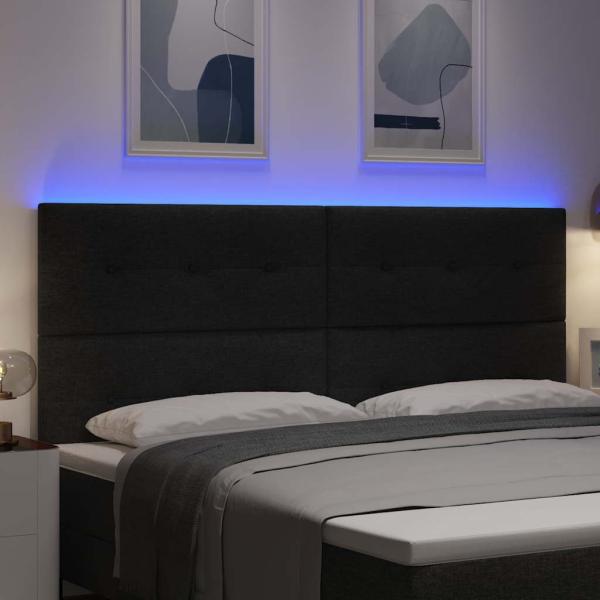 LED Kopfteil mit LED-Lichtleisten Schwarz 200 cm Stoff