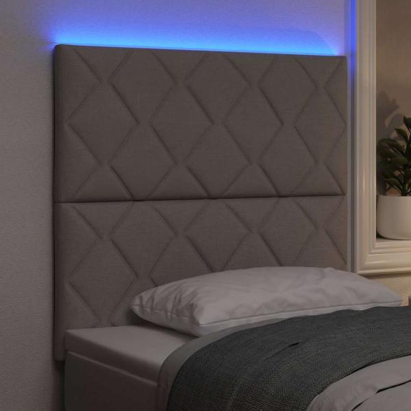LED Kopfteil Taupe Stoff