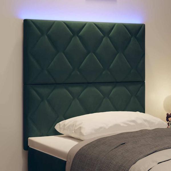 LED Kopfteil Dunkelgrün 90 cm Samt