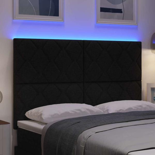 LED Kopfteil Schwarz 144 cm Stoff