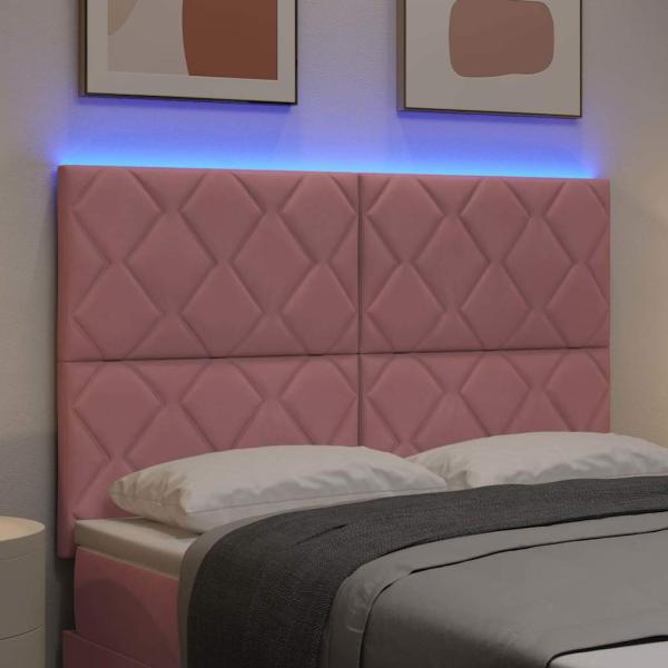 LED Kopfteil Rosa 144 cm Samt
