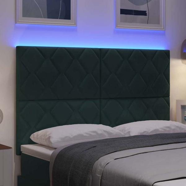 LED Kopfteil Dunkelgrün 160 cm Samt