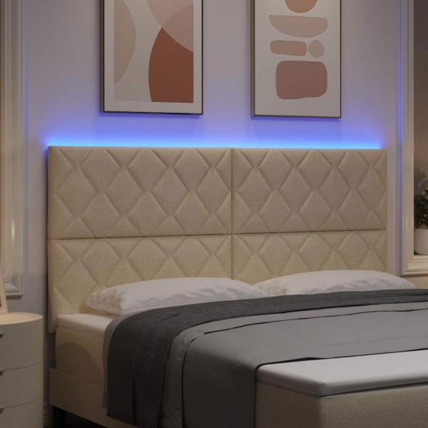 LED Kopfteil Creme 180 cm Stoff