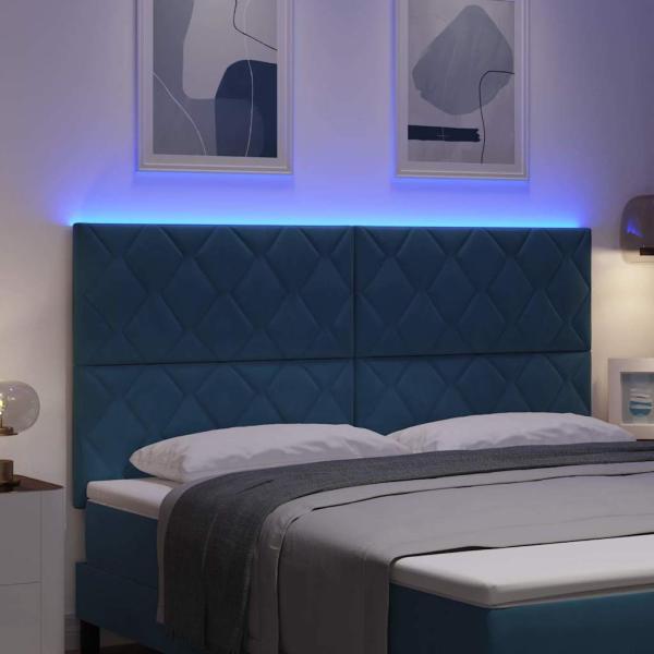 LED Kopfteil Dunkelblau 180 cm Samt