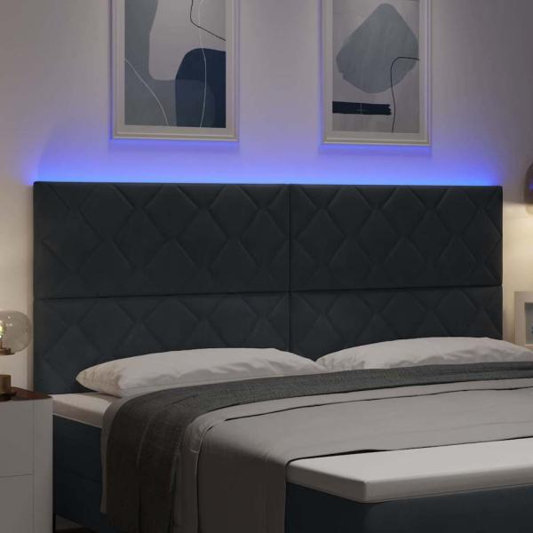 LED Kopfteil Dunkelgrau 200 cm Samt