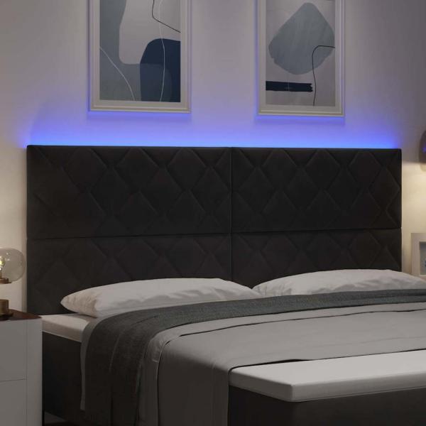 LED Kopfteil Schwarz 200 cm Samt