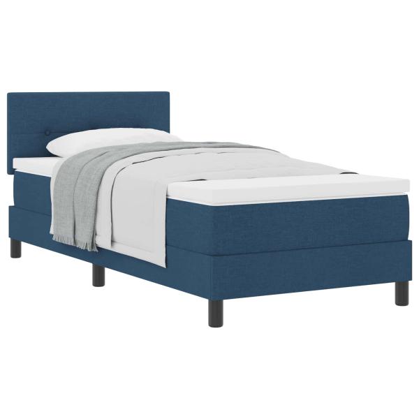 Boxspringbett mit Kissen mit Kopfteil Blau 80 x 200 cm Stoff
