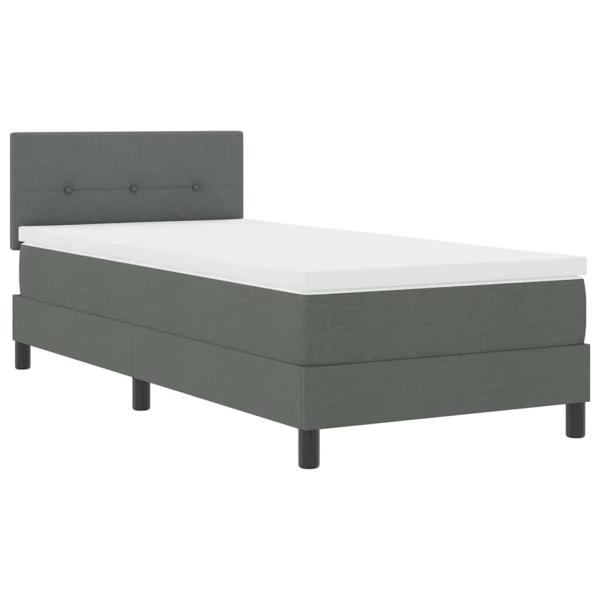 Boxspringbett mit Kopfteil Dunkelgrau 100 x 200 cm Stoff