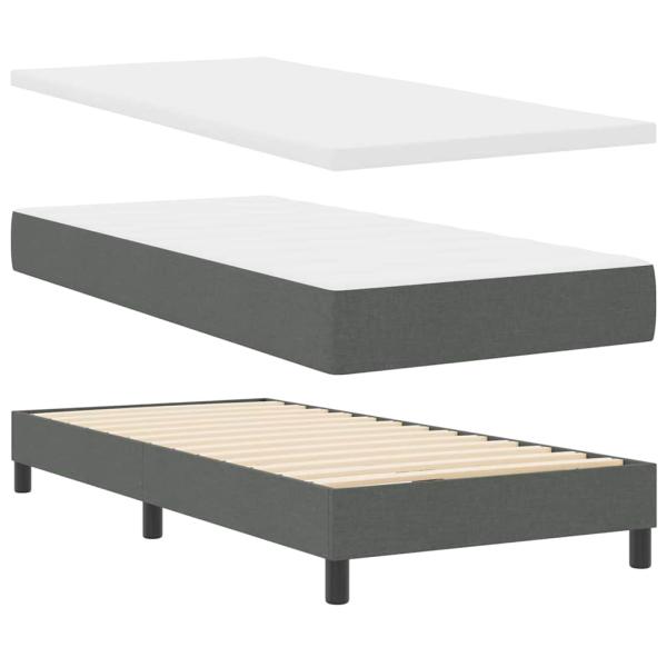 Boxspringbett mit Kopfteil Dunkelgrau 120 x 190 cm Stoff