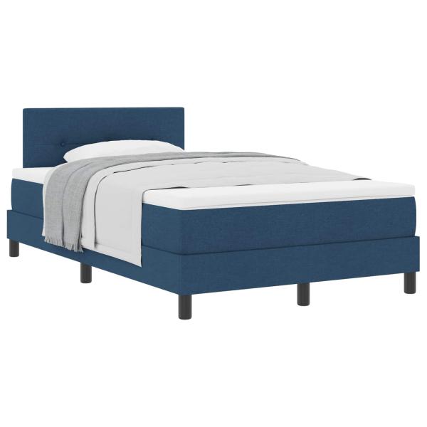 Boxspringbett mit Kopfteil Blau 120 x 190 cm Stoff