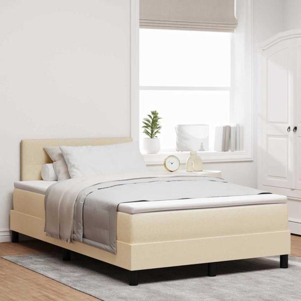 ARDEBO.de - Boxspringbett mit Kopfteil Creme 120 x 200 cm Stoff
