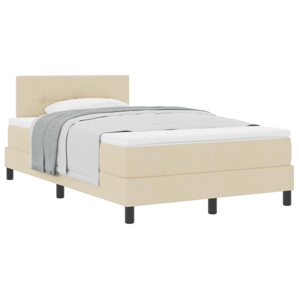 Boxspringbett mit Kopfteil Creme 120 x 200 cm Stoff