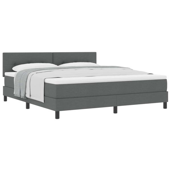 Boxspringbett mit Kopfteil Dunkelgrau 180 x 200 cm Stoff