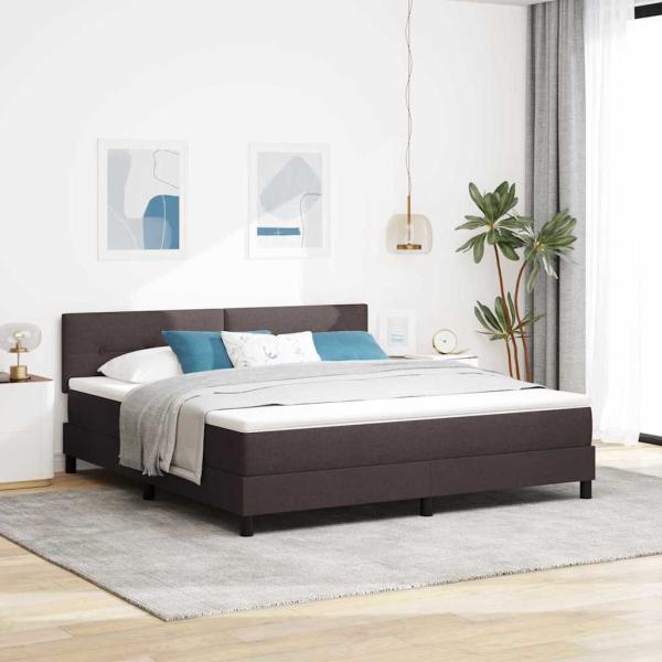 ARDEBO.de - Boxspringbett mit Kopfteil Dunkelbraun 180 x 200 cm Stoff