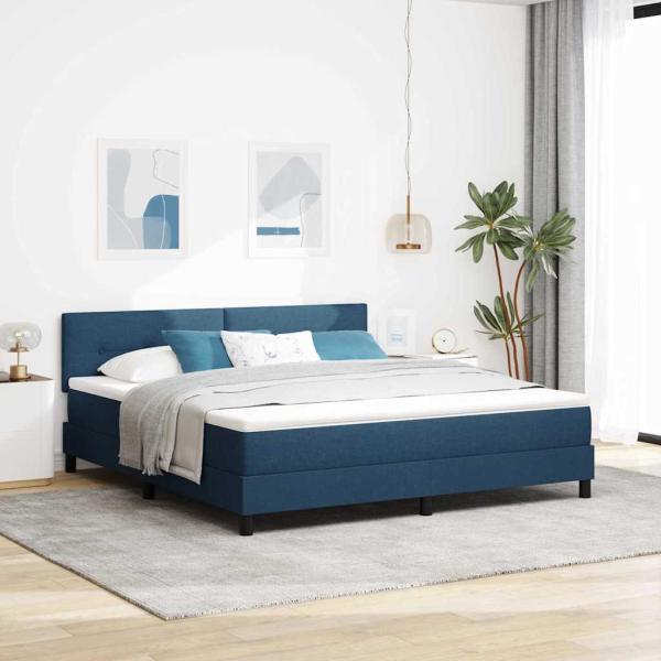 ARDEBO.de - Boxspringbett mit Kopfteil Blau 180 x 200 cm Stoff