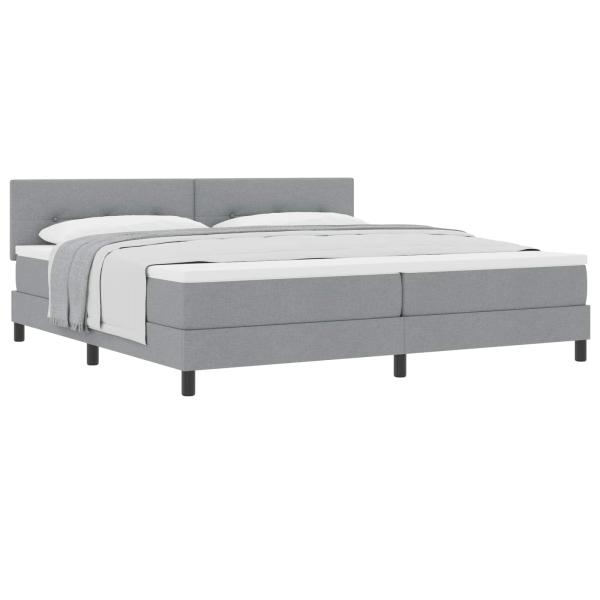 Boxspringbett mit Kopfteil Hellgrau 200 x 200 cm Stoff