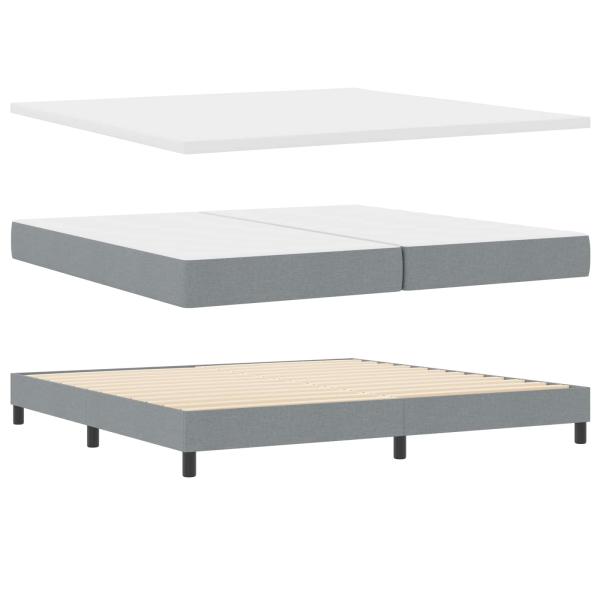Boxspringbett mit Kopfteil Hellgrau 200 x 200 cm Stoff