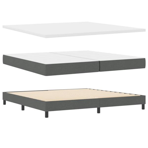 Boxspringbett mit Kopfteil Dunkelgrau 200 x 200 cm Stoff