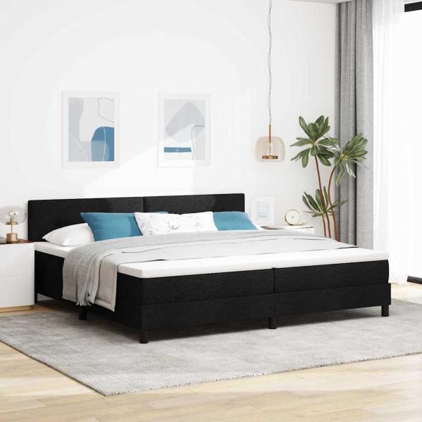 ARDEBO.de - Boxspringbett mit Kopfteil Schwarz 200 x 200 cm Stoff