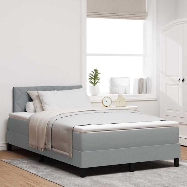 ARDEBO.de - Boxspringbett mit Kopfteil Hellgrau 120 x 190 cm Stoff
