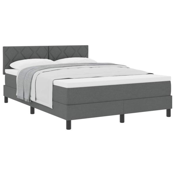 Boxspringbett mit Kopfteil Dunkelgrau 140 x 190 cm Stoff