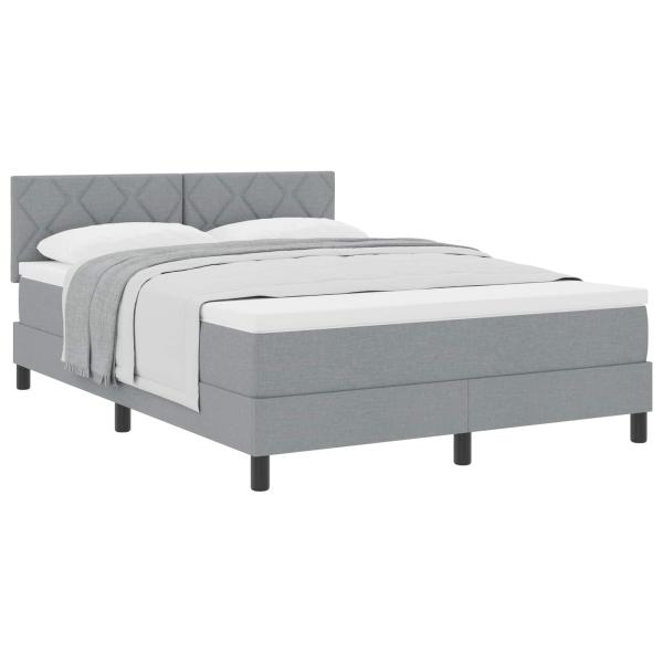 Boxspringbett mit Kopfteil Hellgrau 140 x 200 cm Stoff