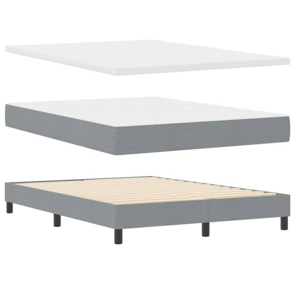 Boxspringbett mit Kopfteil Hellgrau 140 x 200 cm Stoff