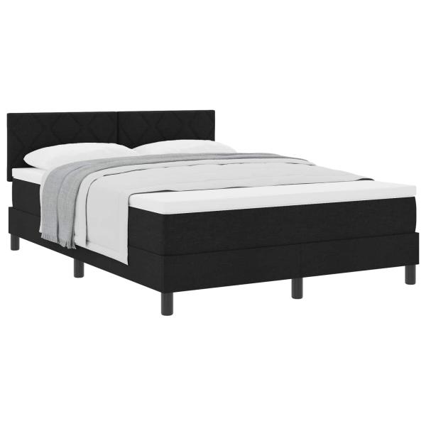 Boxspringbett mit Kopfteil Schwarz 140 x 200 cm Stoff