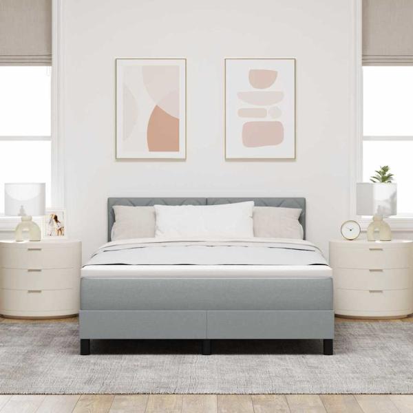 Boxspringbett mit Kopfteil Hellgrau 160 x 200 cm Stoff