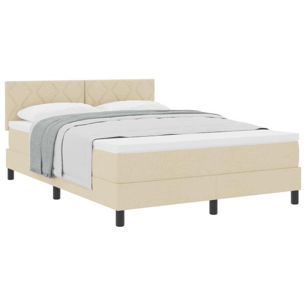 Boxspringbett mit Kissen mit Kopfteil Creme 160 x 200 cm Stoff