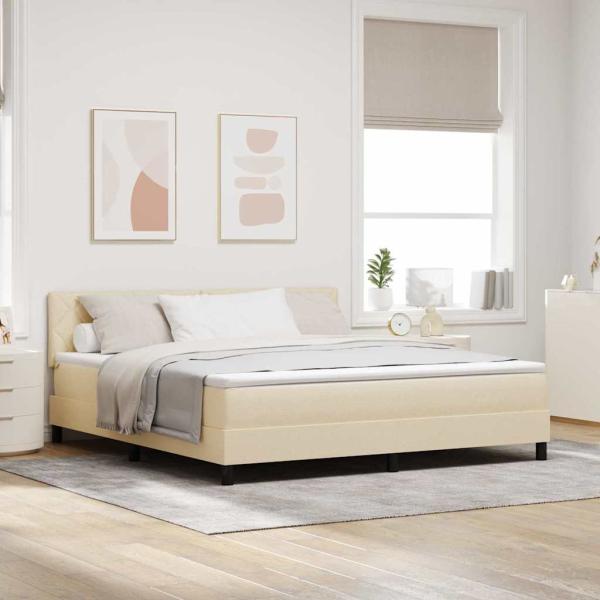 ARDEBO.de - Boxspringbett mit Kissen mit Kopfteil Creme 180 x 200 cm Stoff