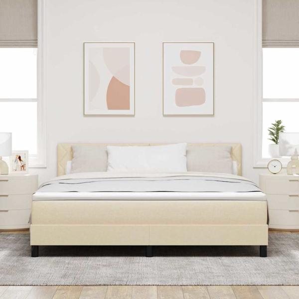 Boxspringbett mit Kissen mit Kopfteil Creme 180 x 200 cm Stoff