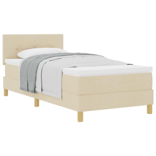 Boxspringbett mit Kissen mit Kopfteil Creme 90 x 200 cm Stoff