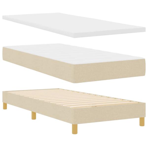 Boxspringbett mit Kissen mit Kopfteil Creme 90 x 200 cm Stoff
