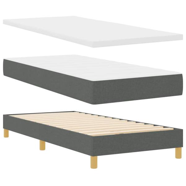 Boxspringbett mit Kissen Dunkelgrau 100 x 200 cm Stoff
