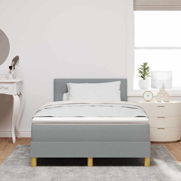 Boxspringbett mit Kissen Hellgrau 120 x 200 cm Stoff