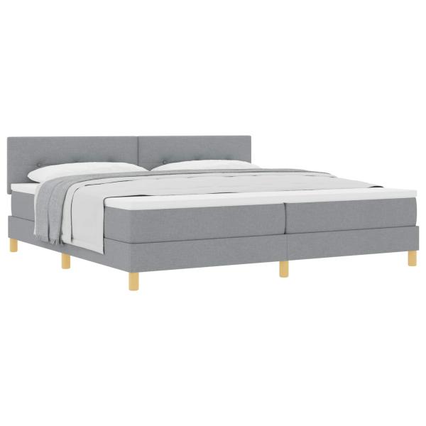 Boxspringbett mit Kissen Hellgrau 200 x 200 cm Stoff