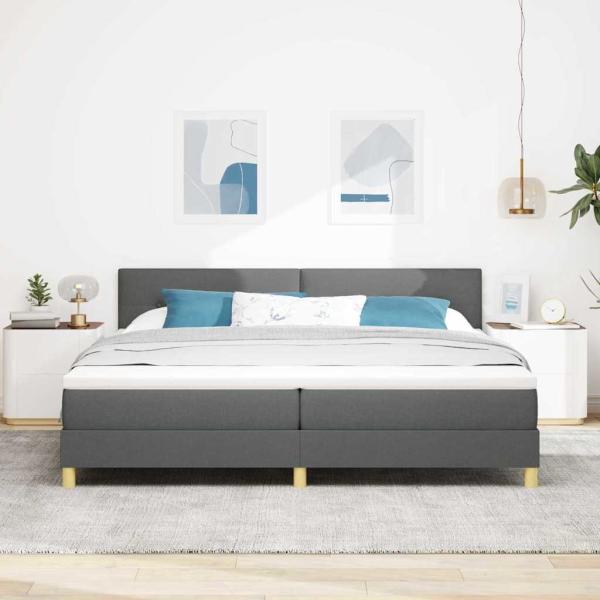 Boxspringbett mit Kissen Dunkelgrau 200 x 200 cm Stoff