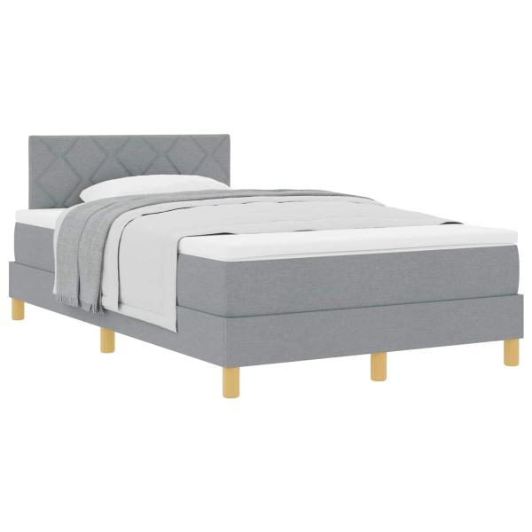 Boxspringbett mit Kissen Hellgrau 120 x 190 cm Stoff