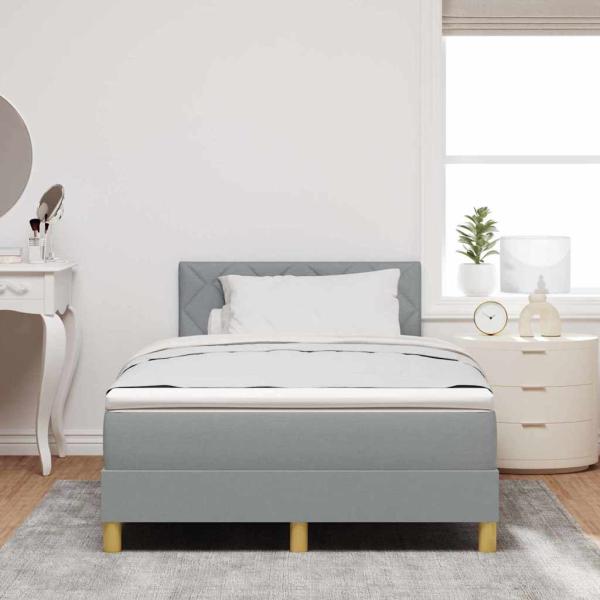 Boxspringbett mit Kissen Hellgrau 120 x 190 cm Stoff