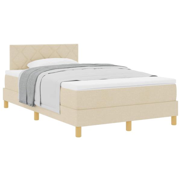 Boxspringbett mit Kissen mit Kopfteil Creme 120 x 190 cm Stoff