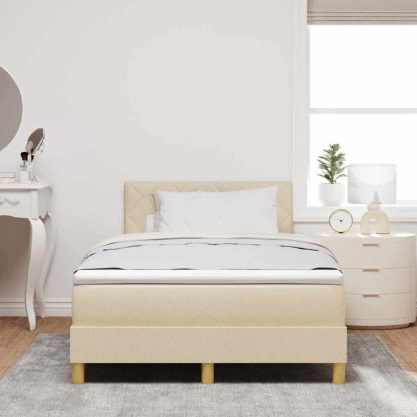 Boxspringbett mit Kissen mit Kopfteil Creme 120 x 190 cm Stoff