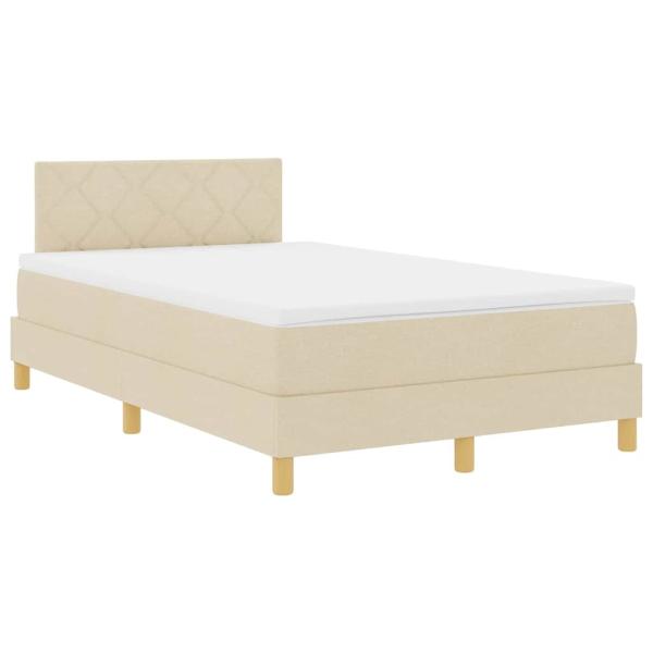 Boxspringbett mit Kissen mit Kopfteil Creme 120 x 190 cm Stoff