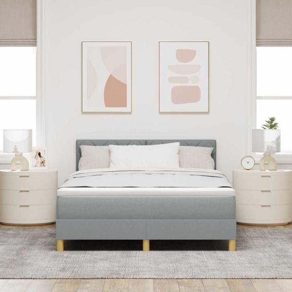 Boxspringbett mit Kissen Hellgrau 140 x 190 cm Stoff